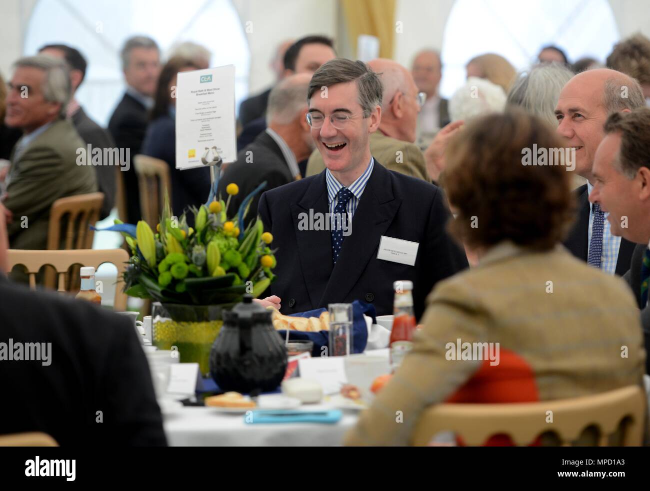 CLA Breakfast at the Bath and West Show MP Jacob Rees Mogg talks Stock Photo