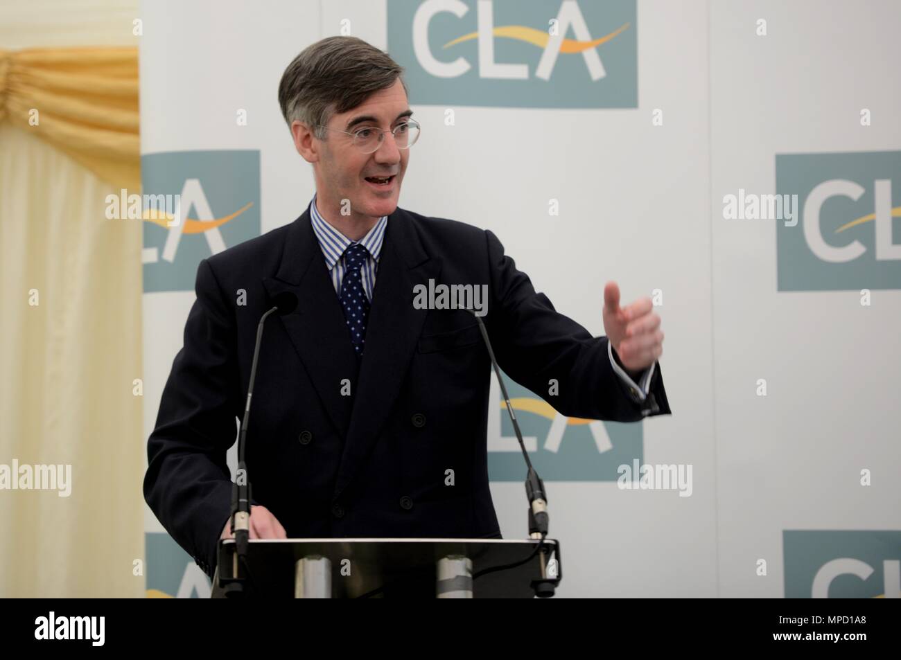 CLA Breakfast at the Bath and West Show MP Jacob Rees Mogg talks Stock Photo
