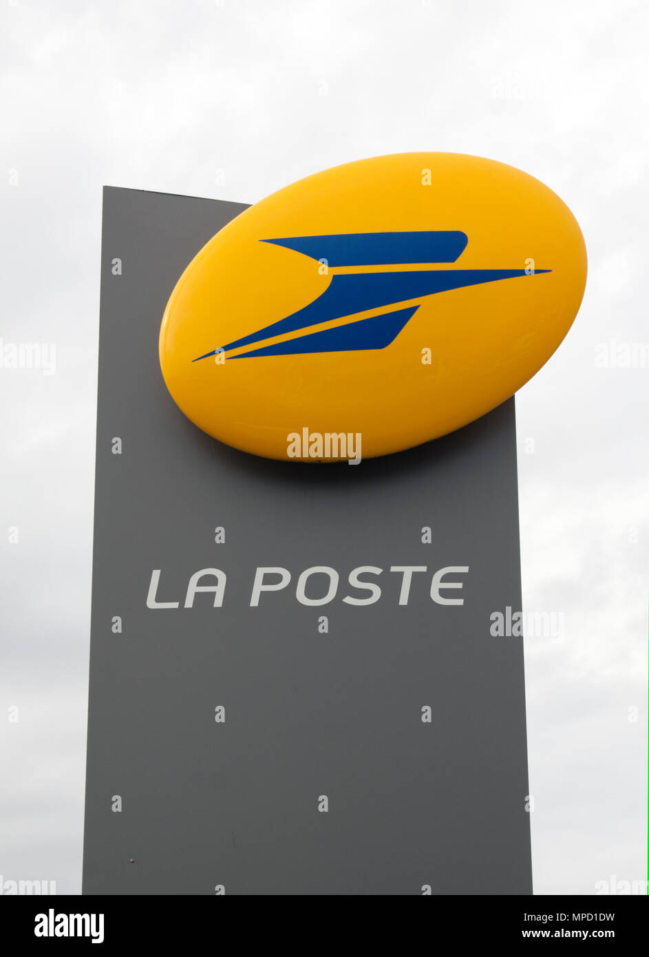 paris , France-september 15, 2015: sign of la poste the french postal service, this sign is located in Parijs Stock Photo