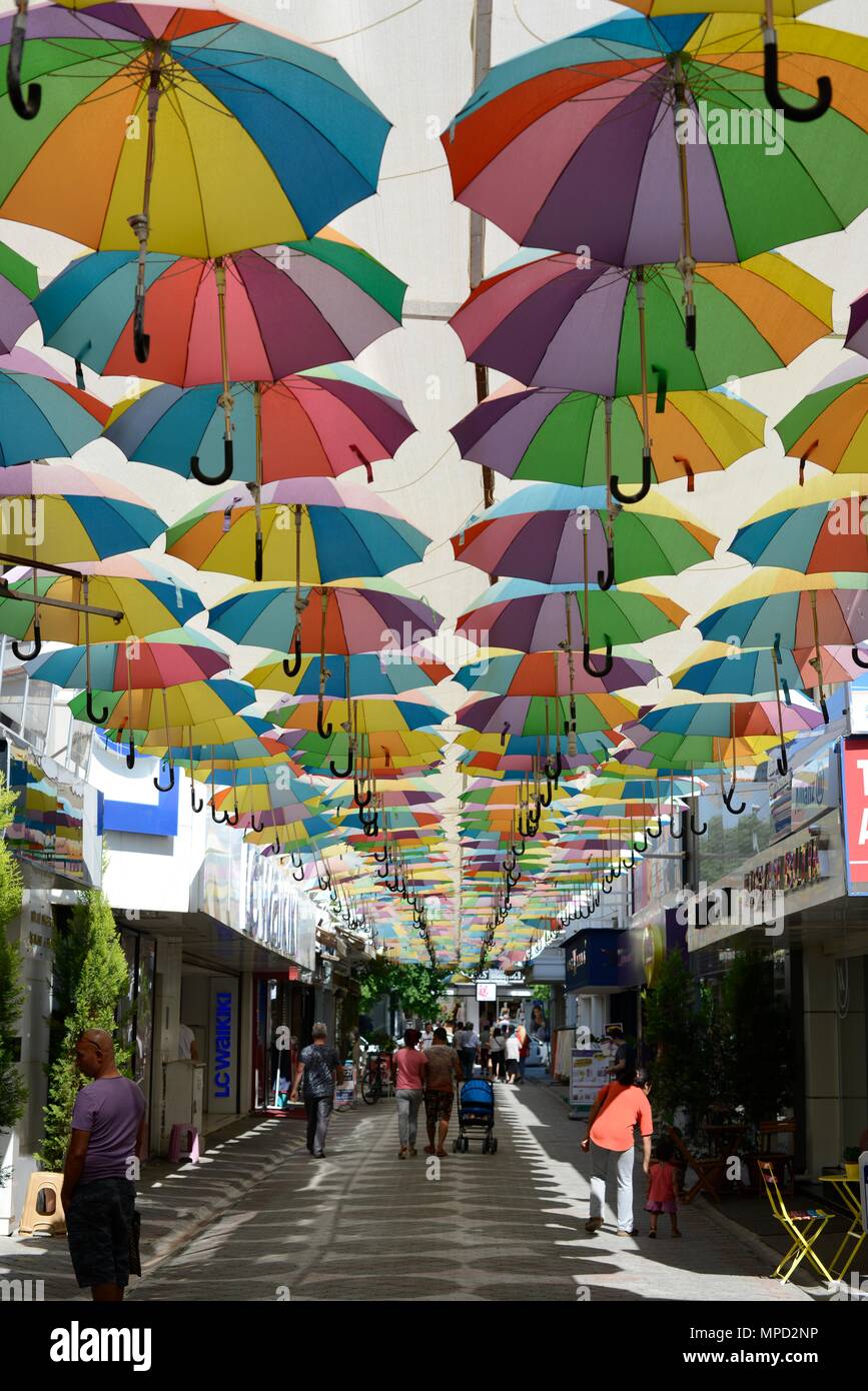Turkey, Fethiye, umbrella street Stock Photo Alamy