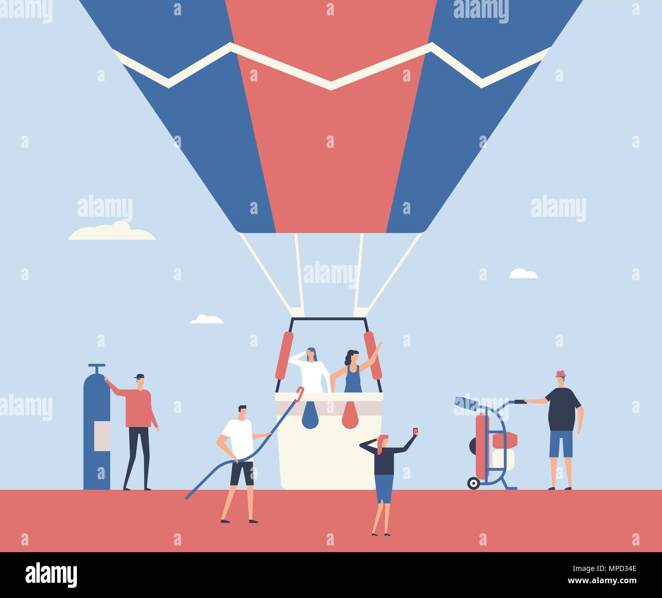 Hot air balloon trip - flat design style illustration Stock Vector ...