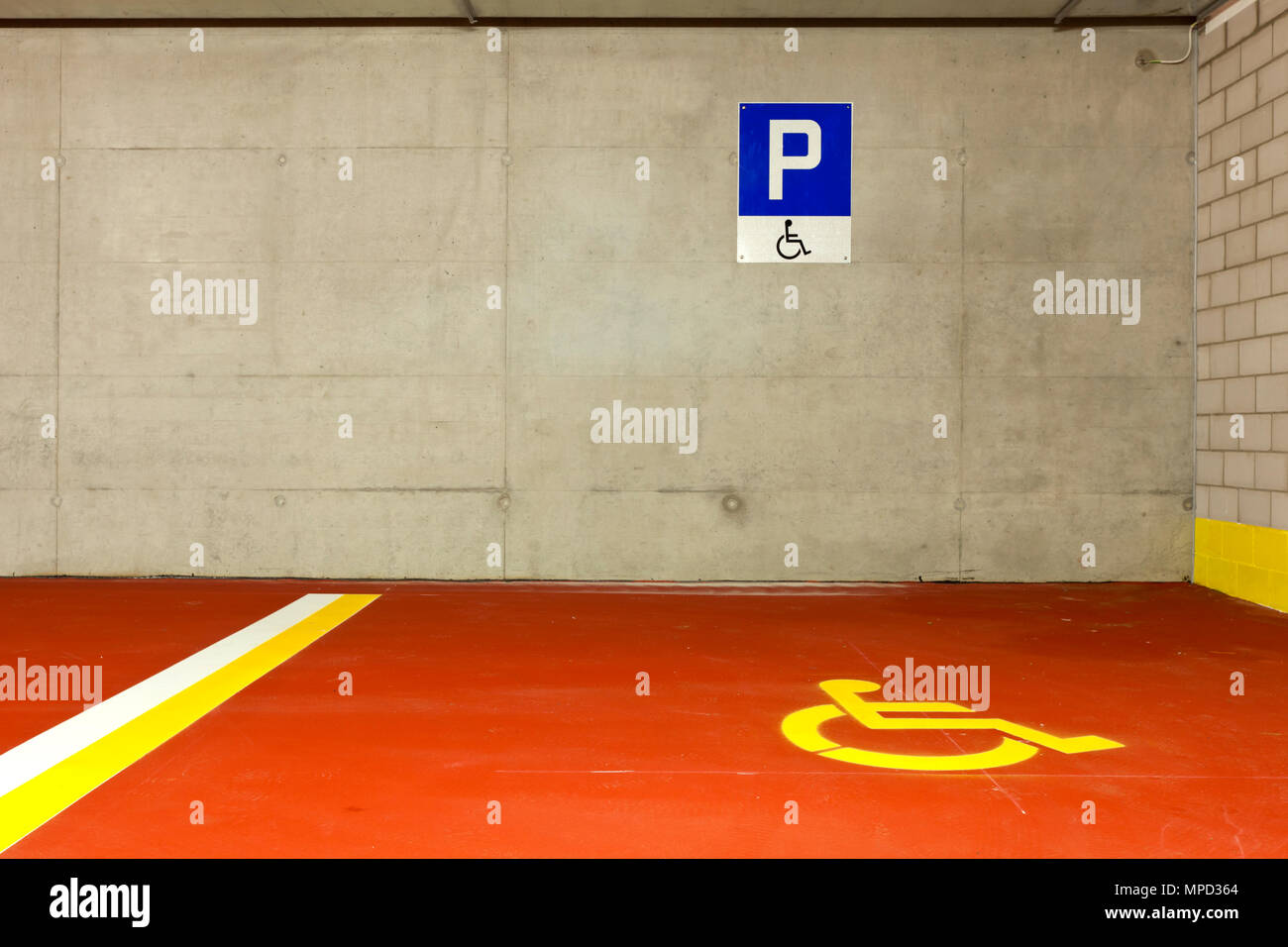 new underground parking, disable Stock Photo Alamy