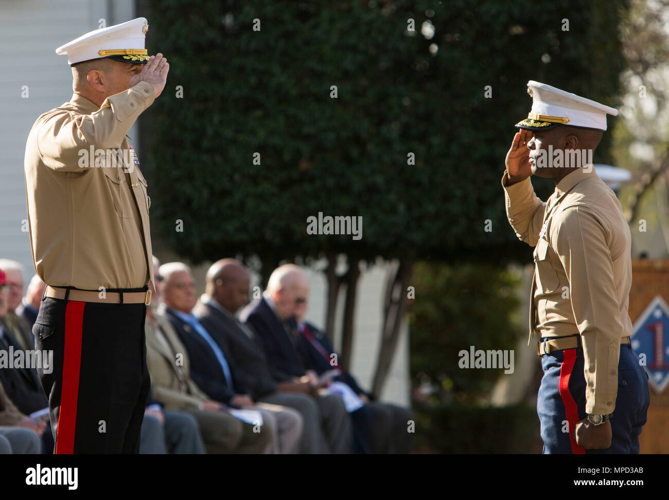 U S Marine Corps Maj Courtney Boston Right Salute Maj Gen