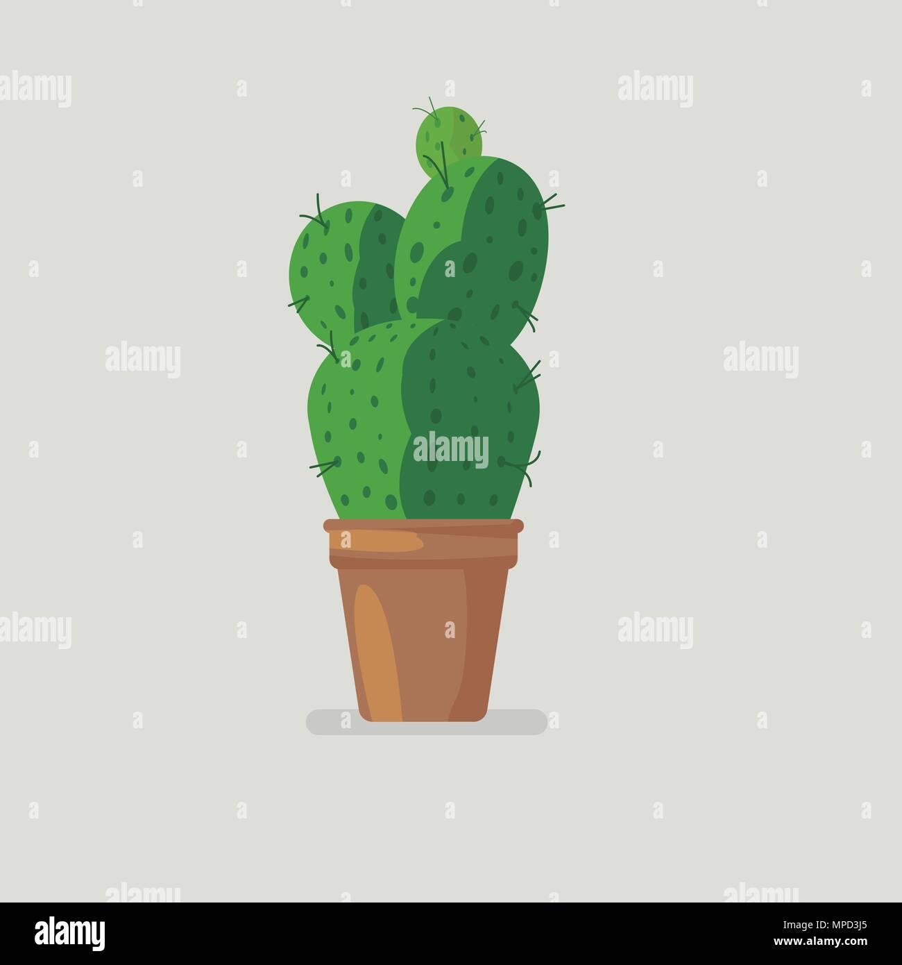 Flat cute green cactus vector design.Cactus in pot.Home plant Stock ...