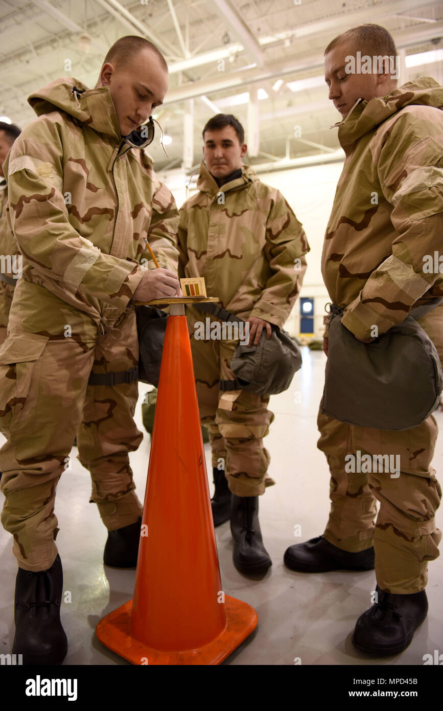 Air Force security personnel train in chemical detection procedures ...