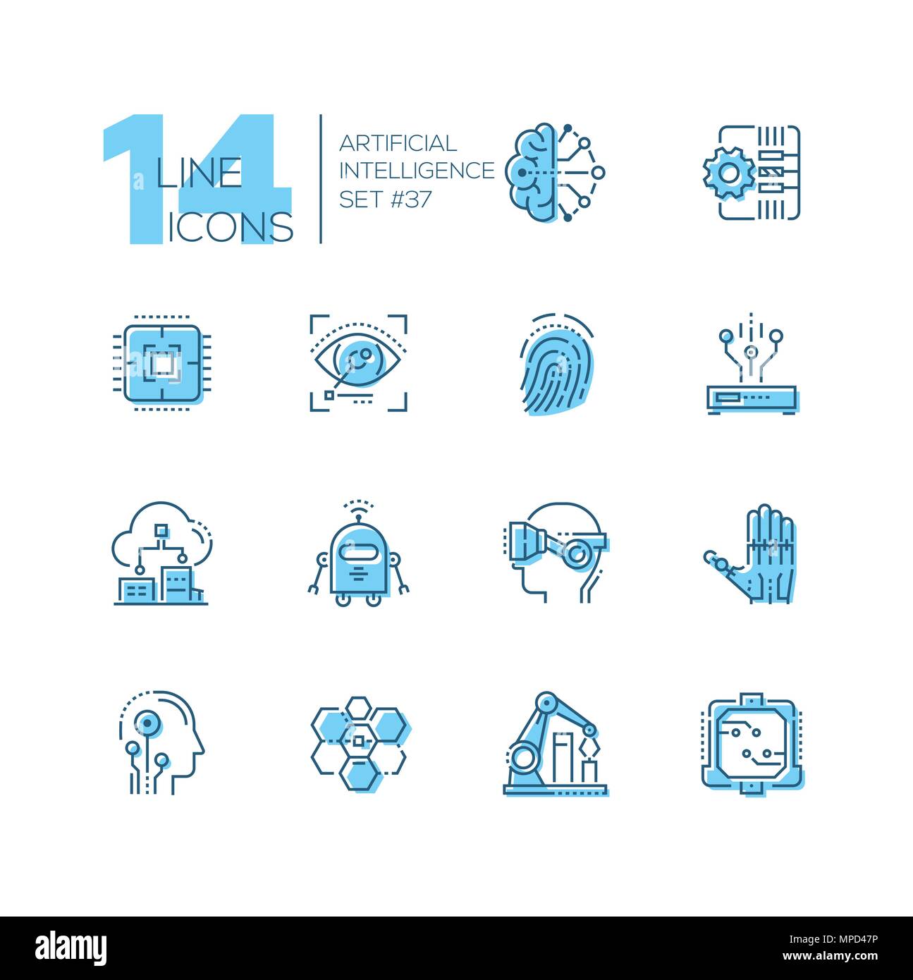 Artificial intelligence - set of line design style icons Stock Vector ...