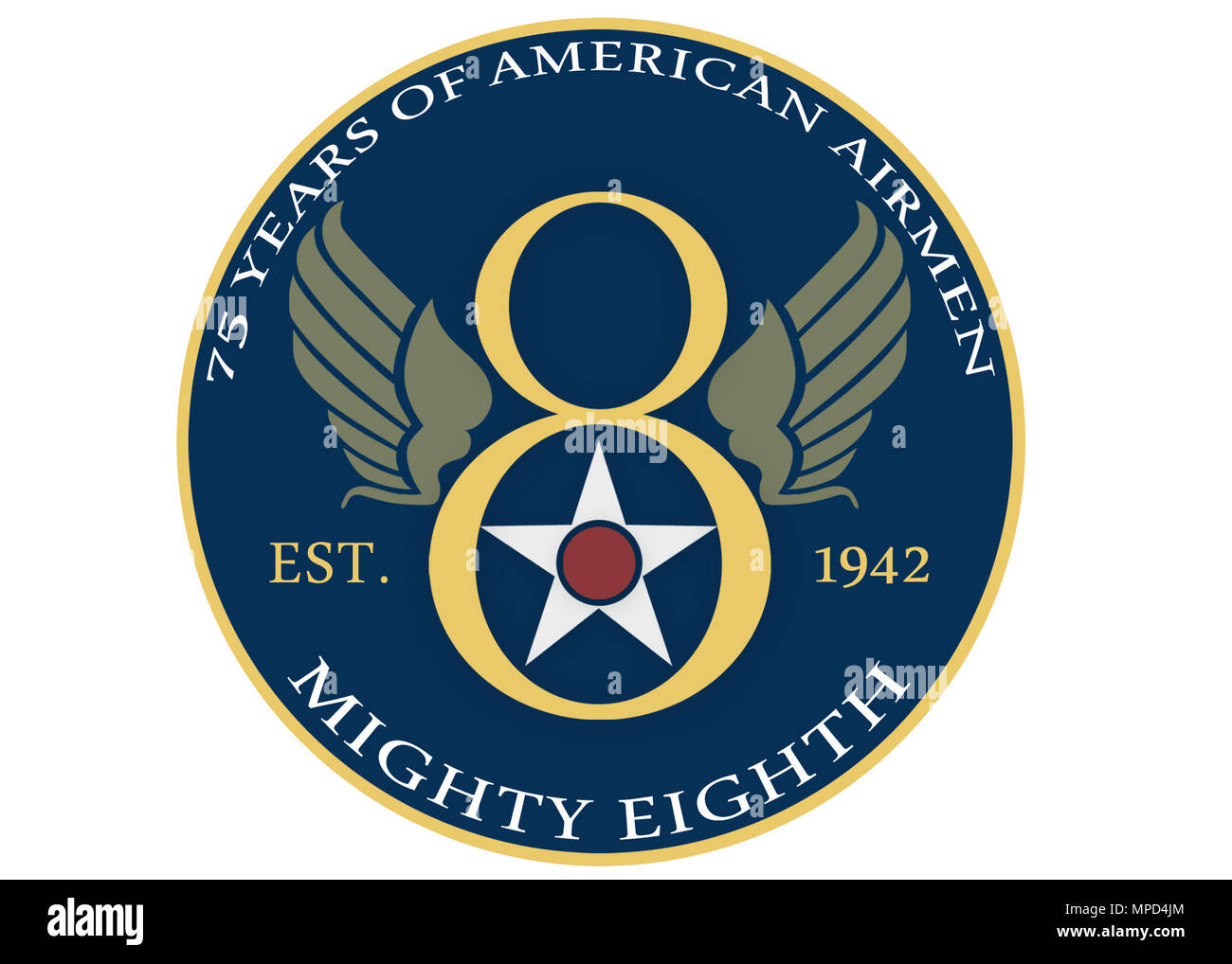 Coin and patch design created for Eighth Air Force's 75th anniversary. (U.S. Air Force graphic/Airman 1st Class J.T. Armstrong) Stock Photo