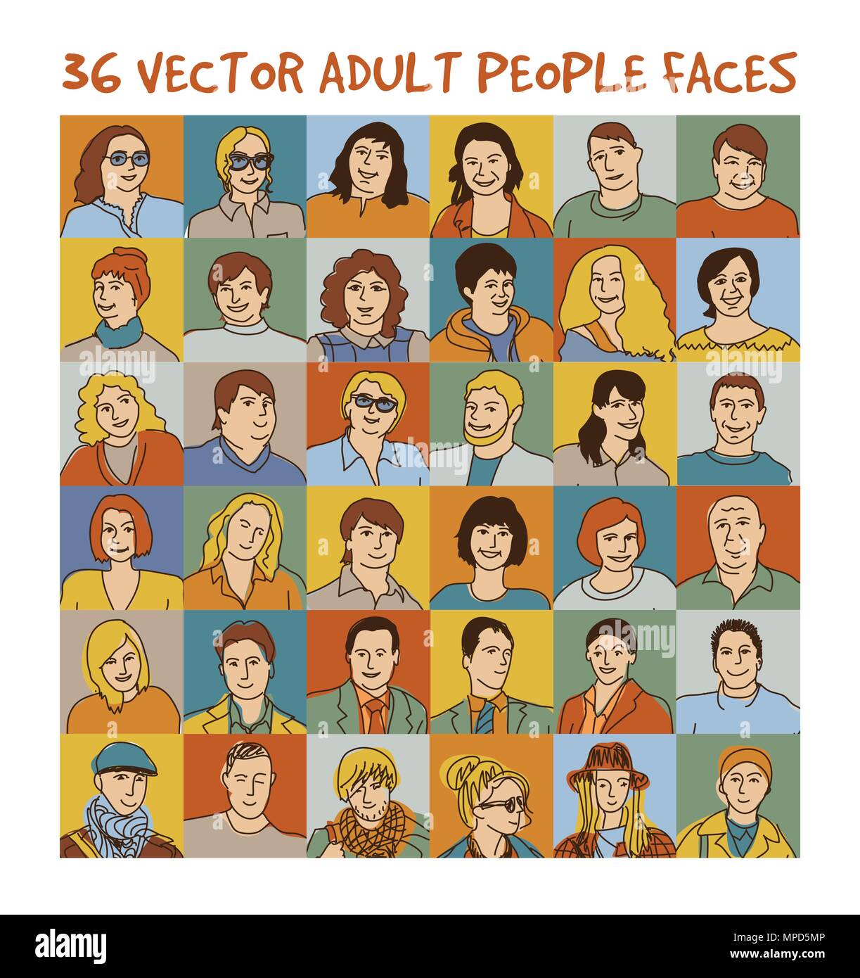 Adult woman faces Cut Out Stock