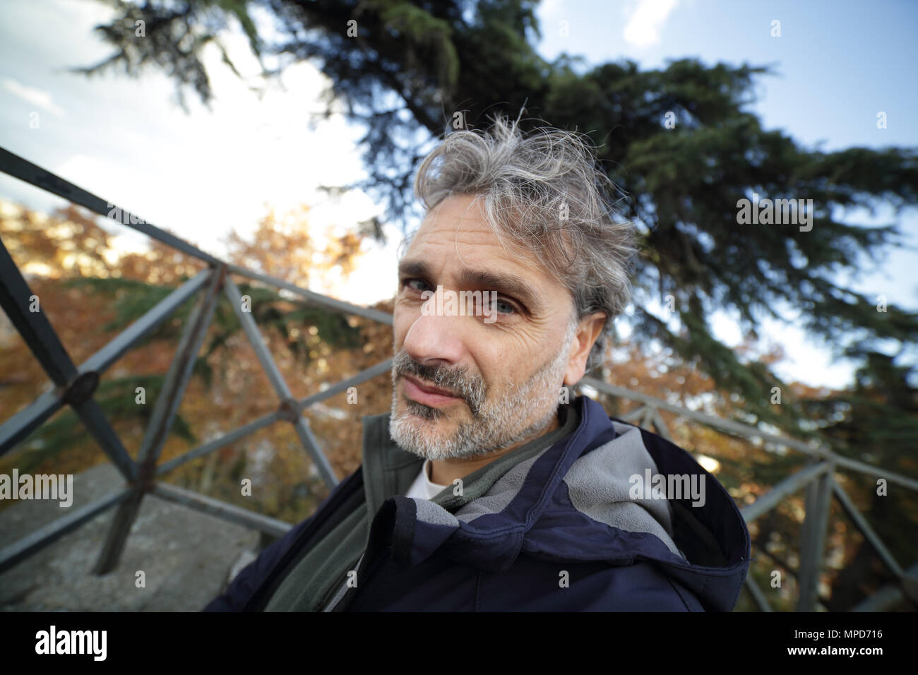 Mature man outdoor thinking hi-res stock photography and images - Alamy
