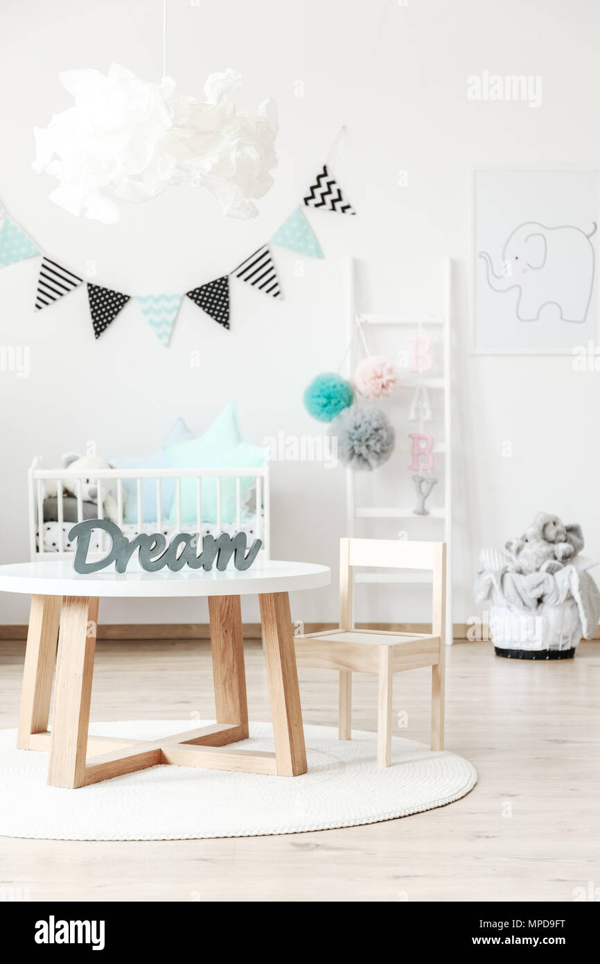 white wooden kids table