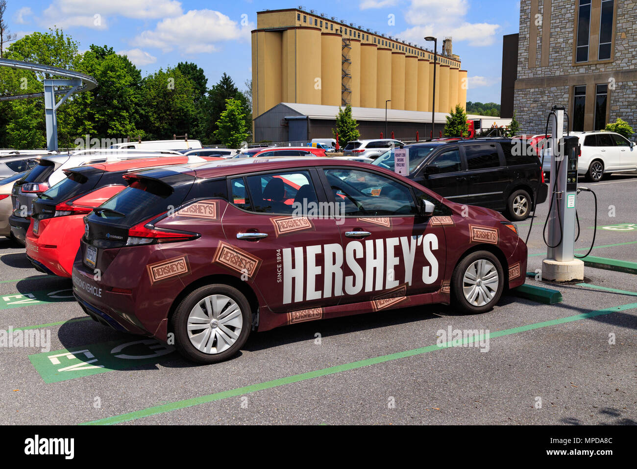 Hershey, PA, USA May 21, 2018 Electricpowered cars parked at the