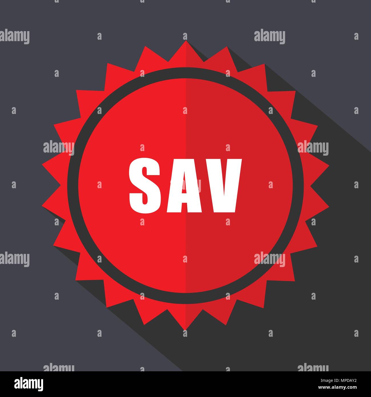 Sav red vector sticker flat design icon Stock Vector