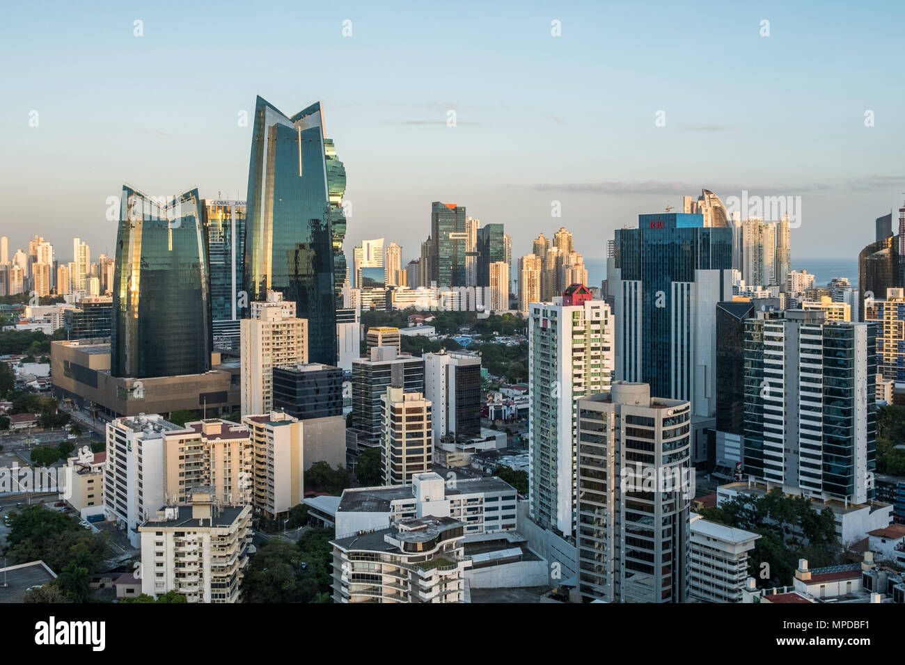 Panama City, Panama- march 2018:Aerial view of the city skyline of Panama City business district Stock Photo