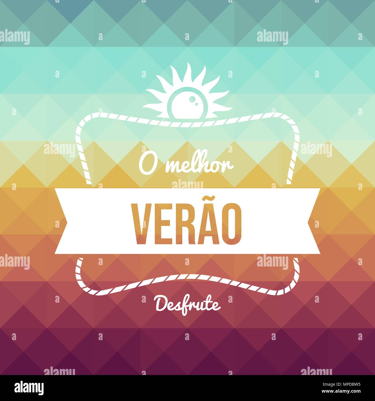 Summer vacation typography quote greeting card in portuguese language. Vintage style holiday illustration. EPS10 vector. Stock Vector