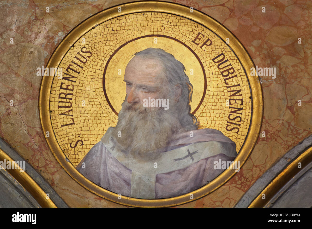 Saint Laurence O'Toole (Archbishop of Dublin) - Church of Sant'Agata dei Goti (Rome) - Irish Spiritual Heritage in Italy Stock Photo
