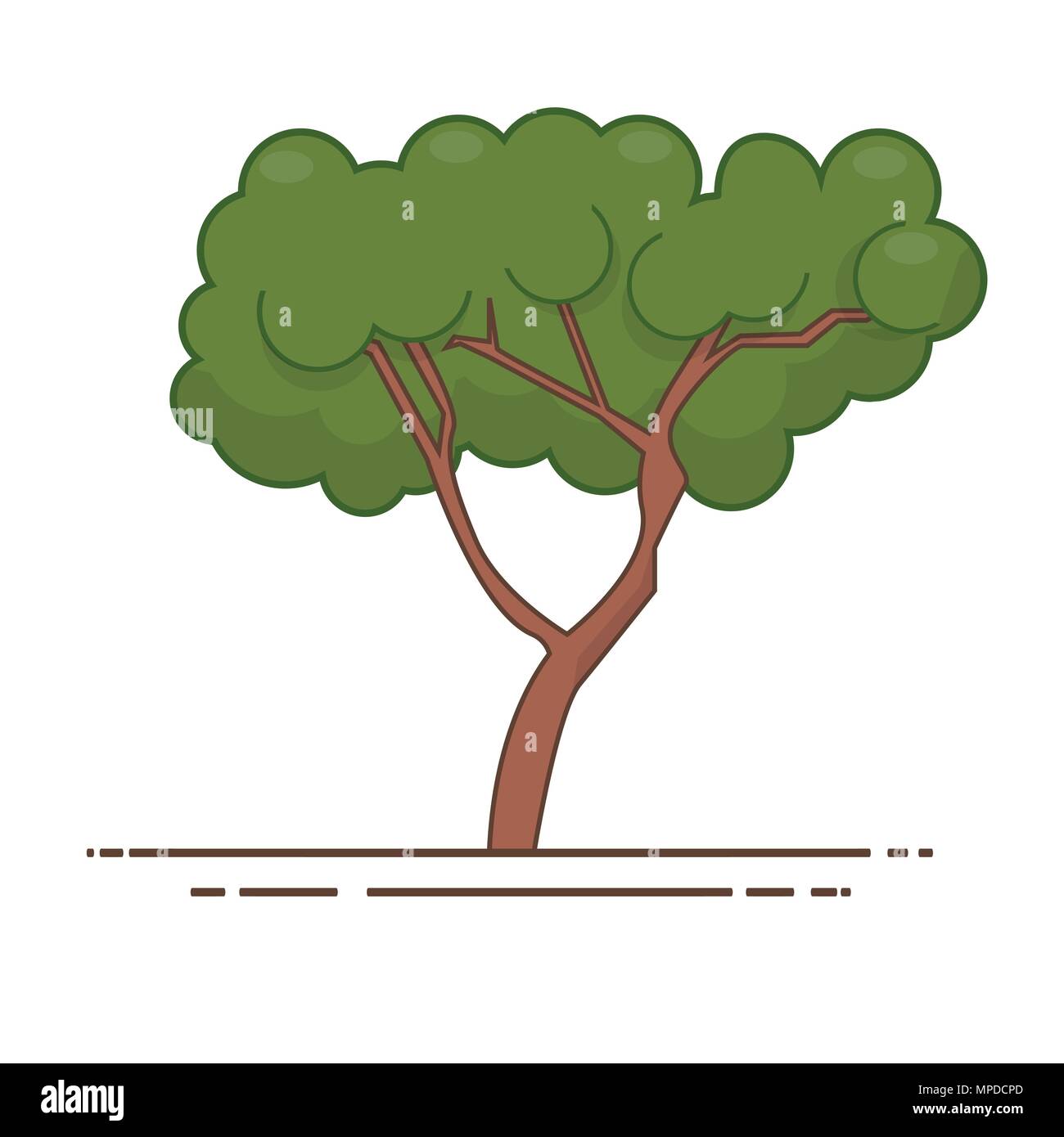 Green tree icon vector. Line color nature symbol isolated Stock Vector ...