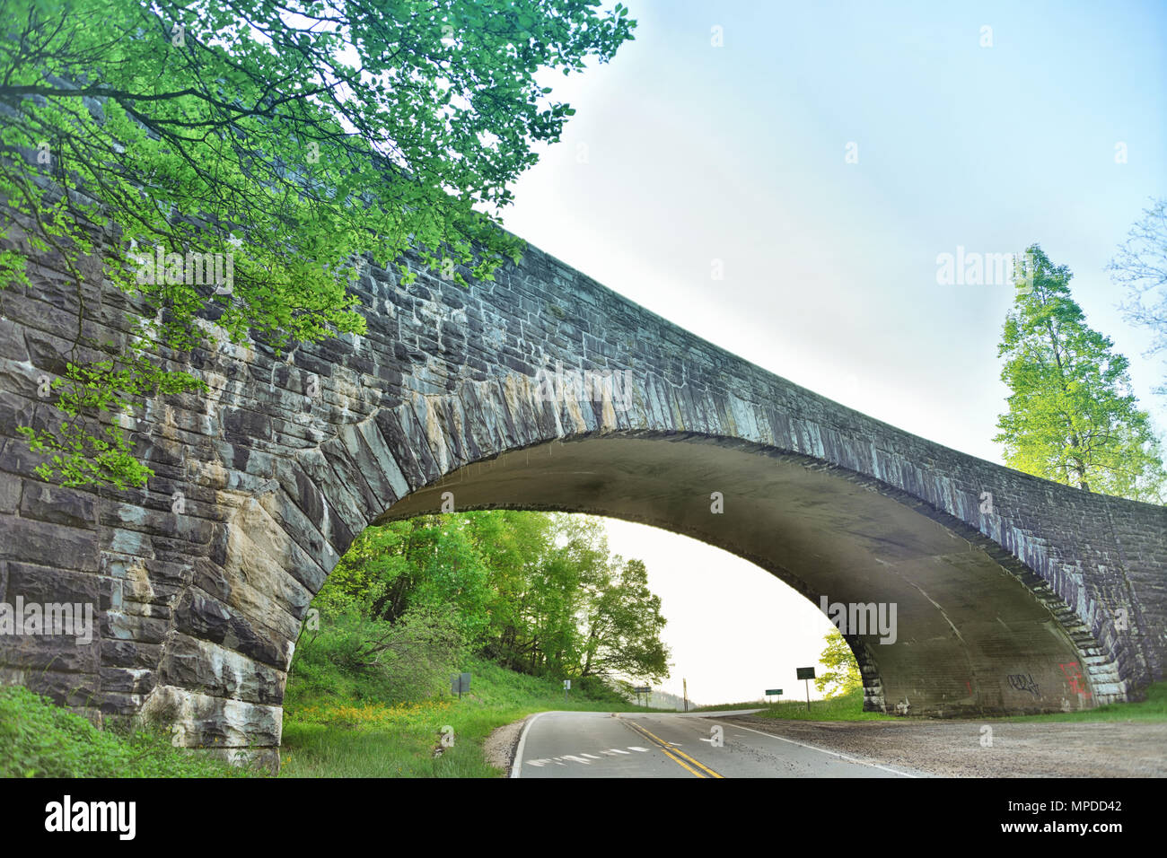 "The Stone Bridge" Americana Series a stone bridge overpass on the Blue