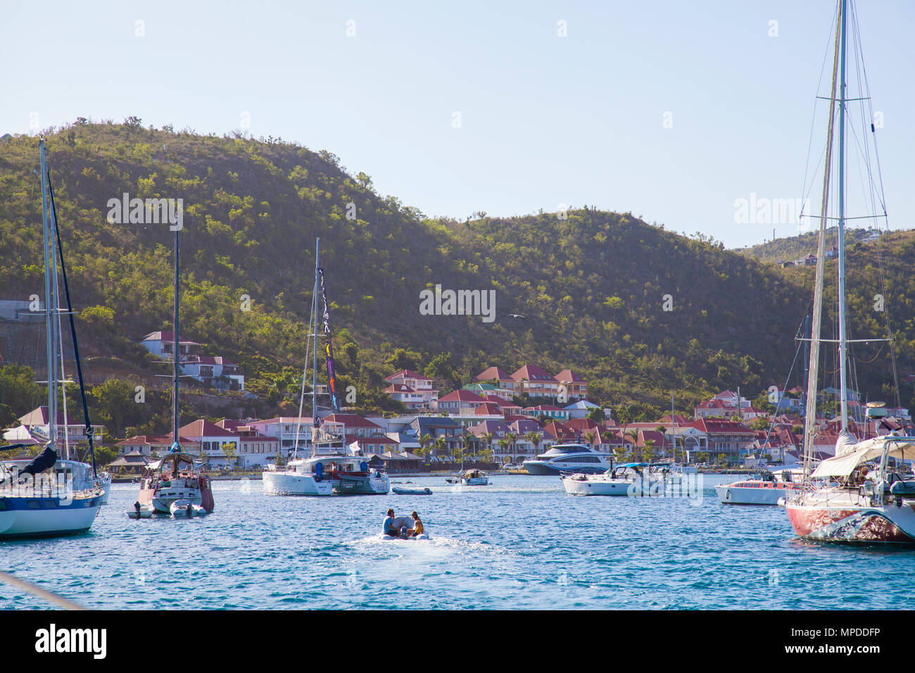 Bay of Gustavia, Saint Barthelemy, St Barth’s French Caribbean Island Stock Photo