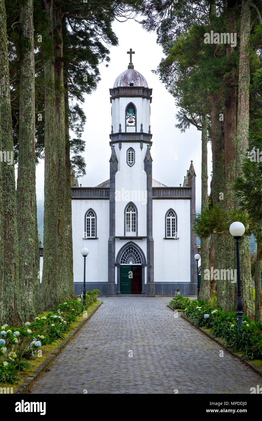São Nicolau Church - Village Church in Sete Cidades, São Miguel, Azores, Portugal Stock Photo