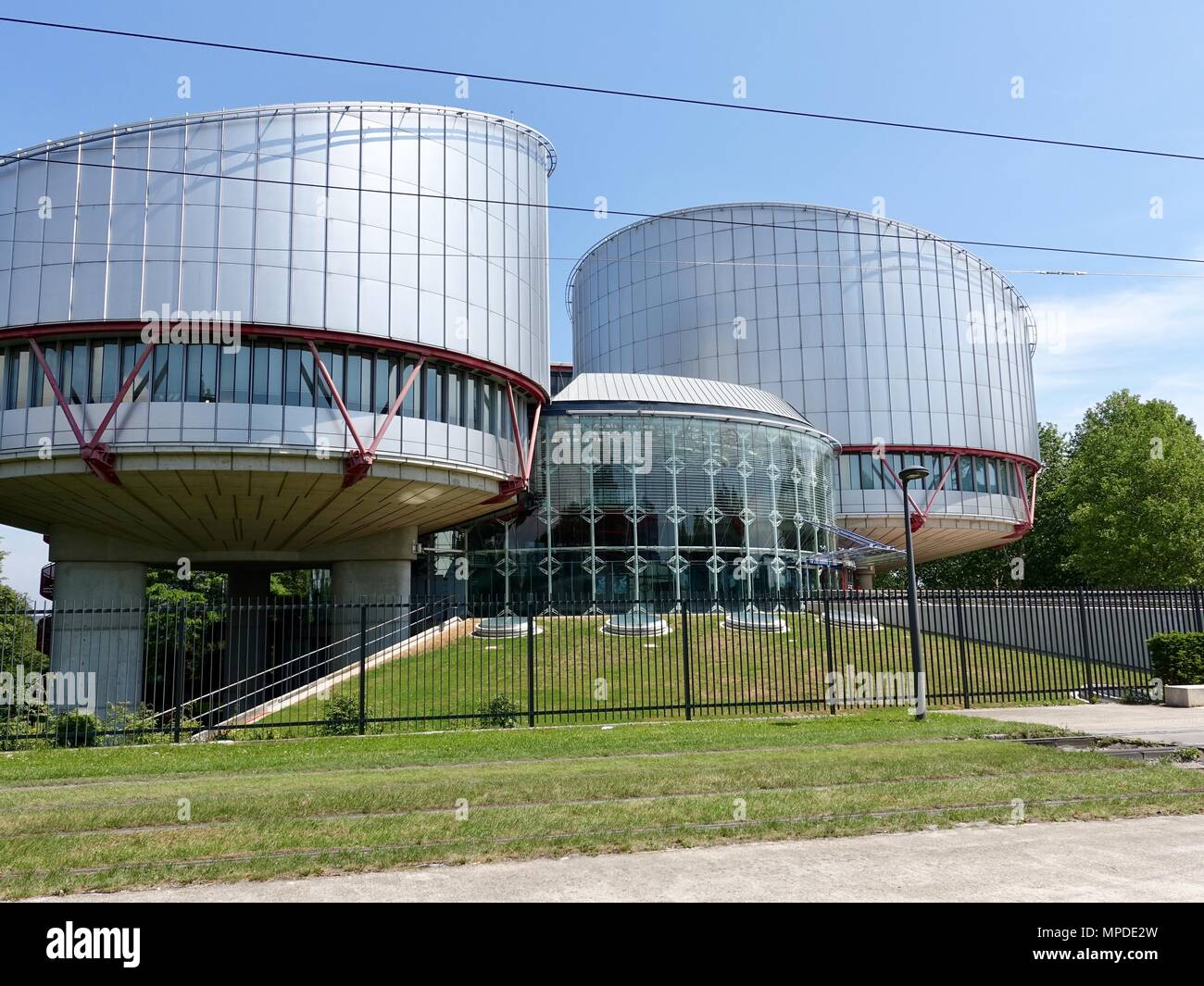Side view of the European Court of Human Rights Building, ECHR, Wacken, Strasbourg, France Stock Photo