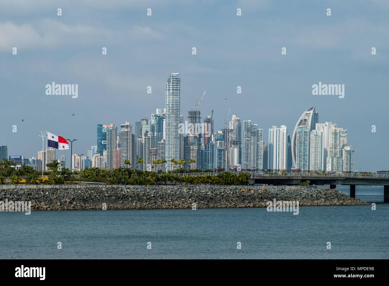 Panama City coastal view skyline  of business district - Stock Photo