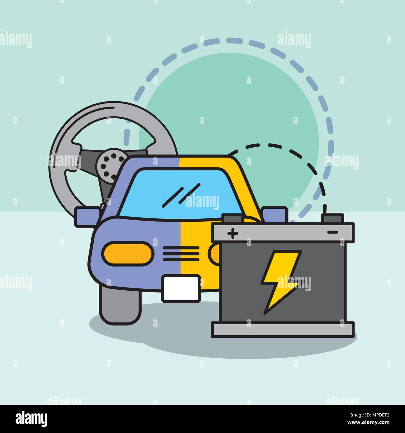 car service maintenance painting steering wheel and battery Stock Vector Image & Art Alamy