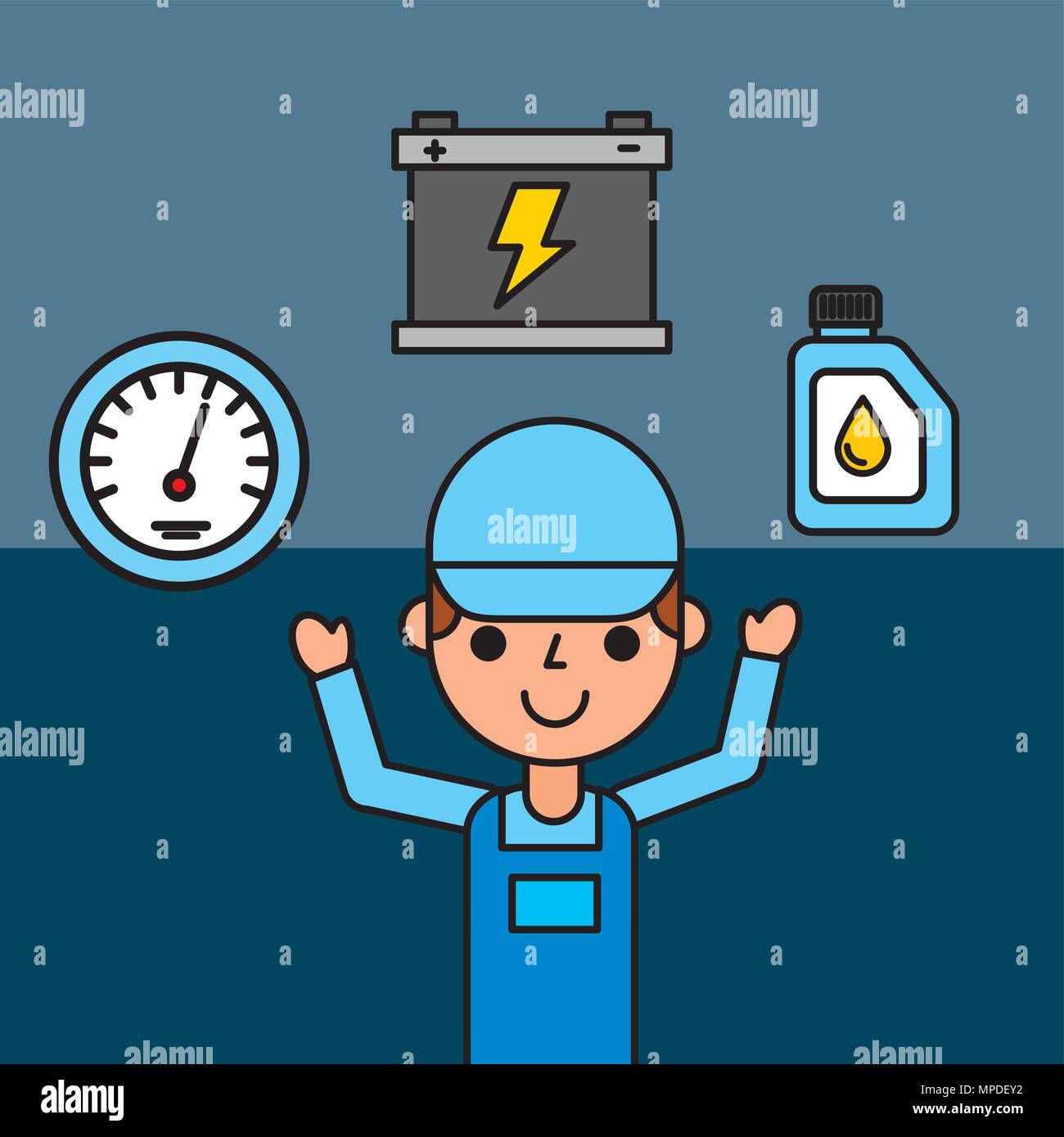 employee battery speedometer and oil car service Stock Vector Image