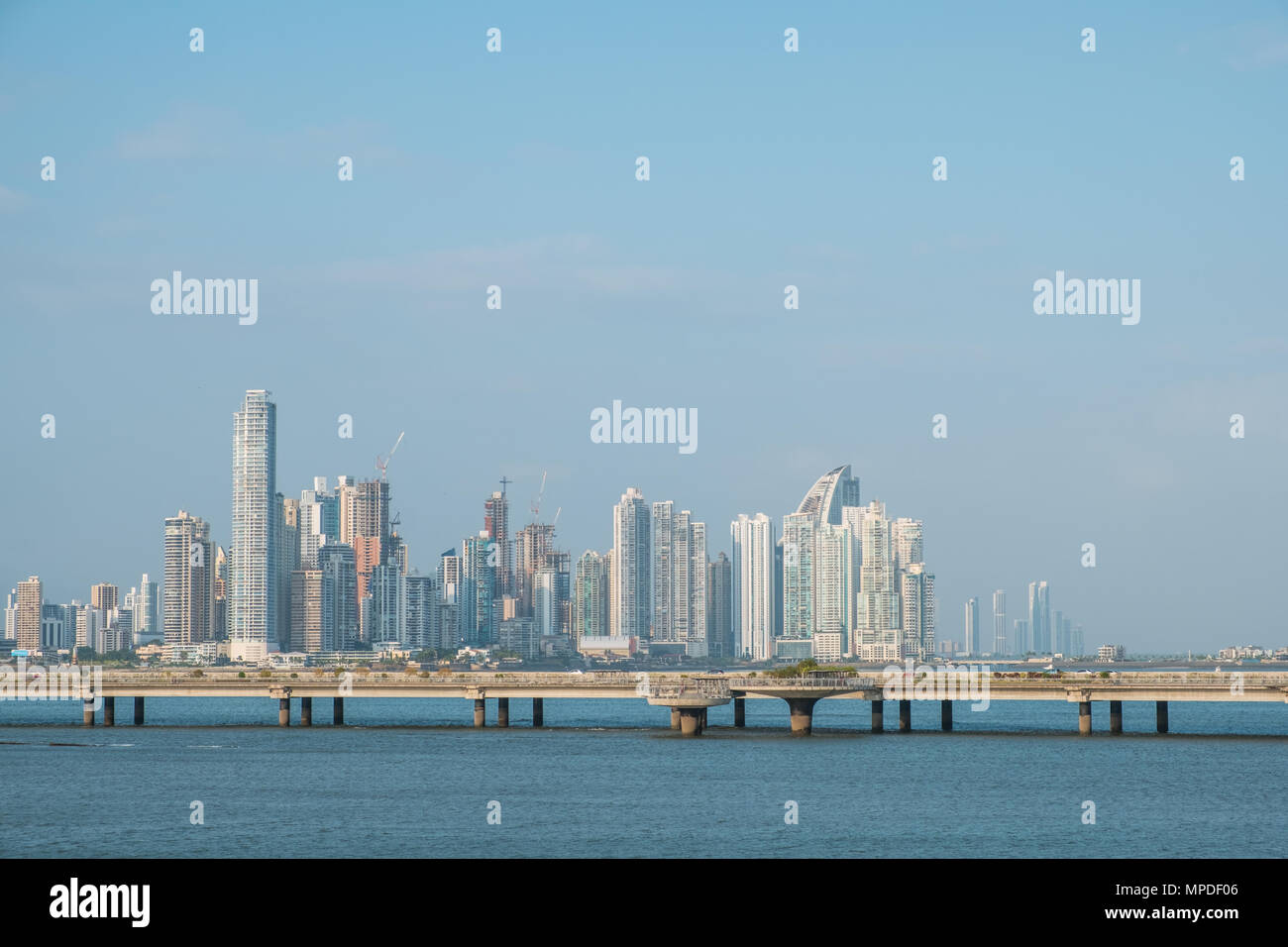 Panama City coastal view skyline  of business district - Stock Photo