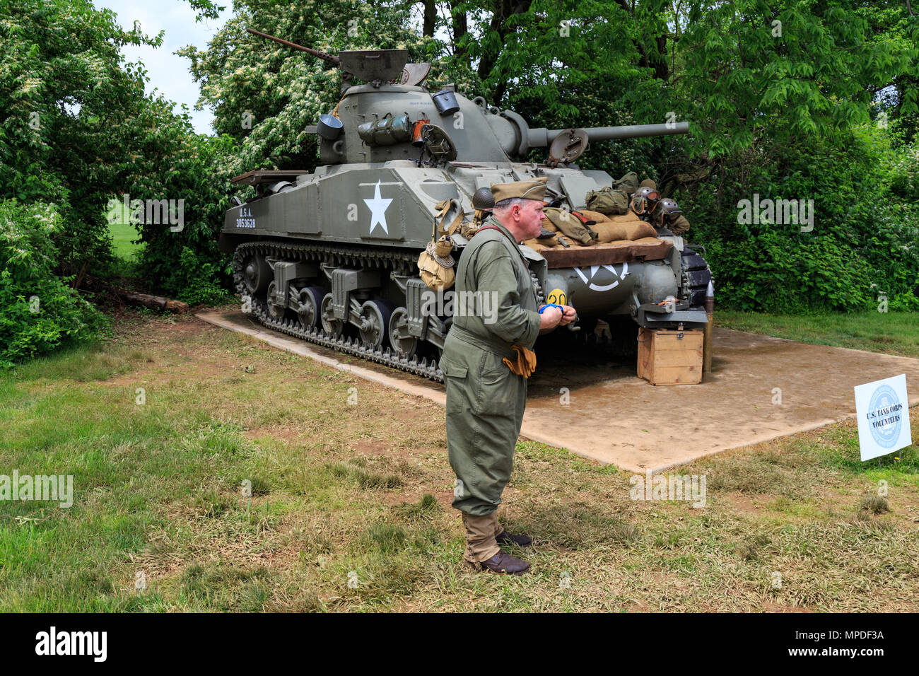 Carlisle PA USA May 20 2018 WWII Army Reenactors With A Tank At 