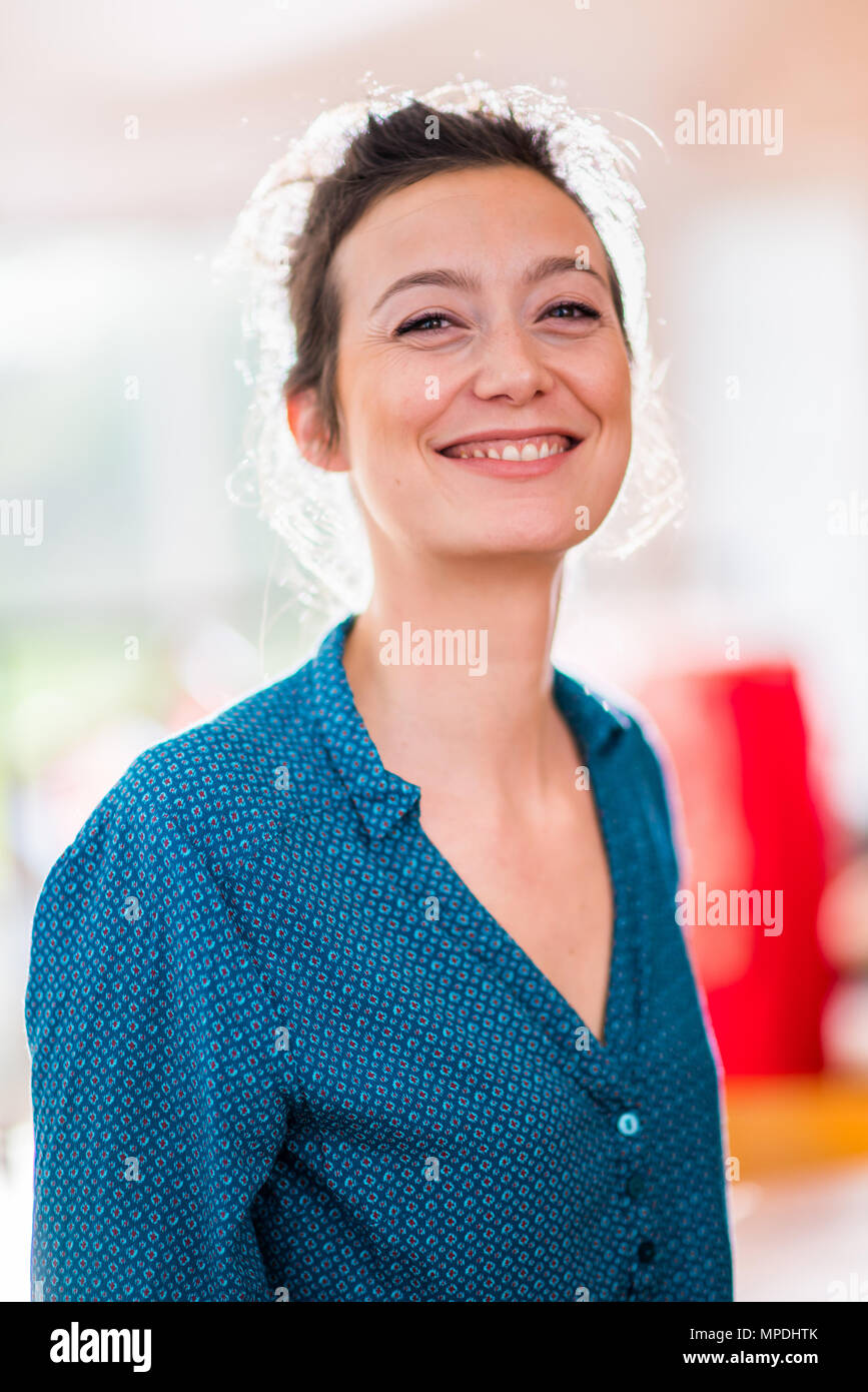 Portrait of a beautiful young brunette woman in her thirties  Stock Photo