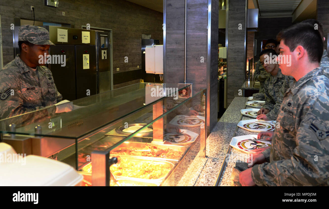 Airmen order their first lunch at the updated Dining Facility at ...