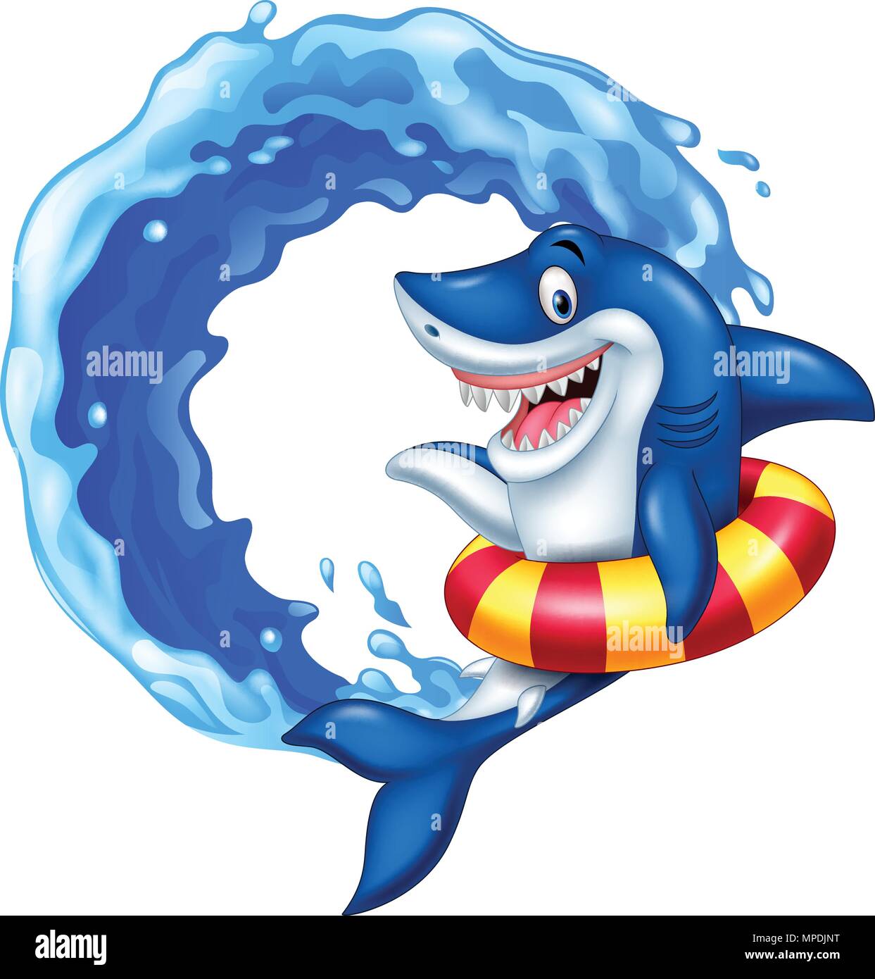 Cartoon shark with inflatable ring Stock Vector