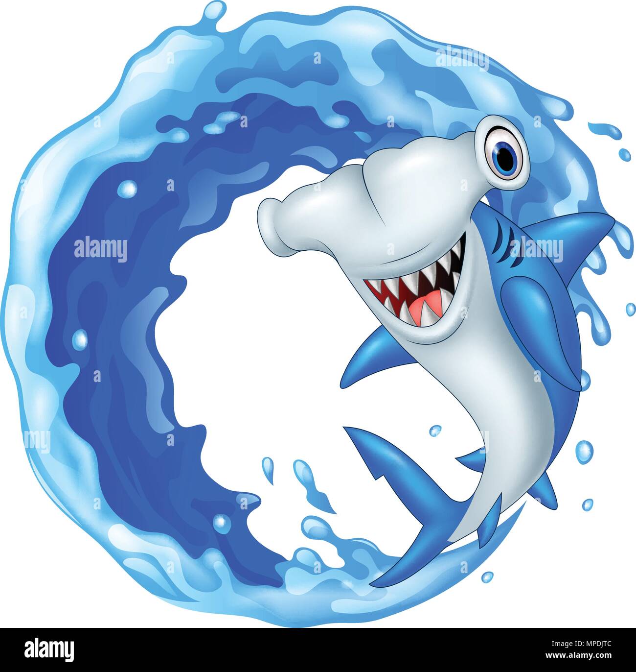 Cartoon hammerhead shark Stock Vector