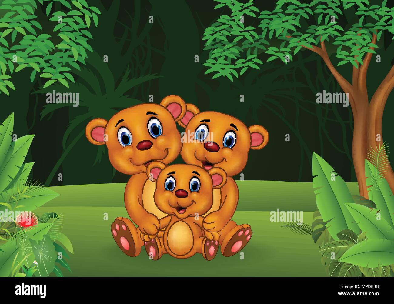 Happy brown bear family in the jungle Stock Vector Image & Art - Alamy