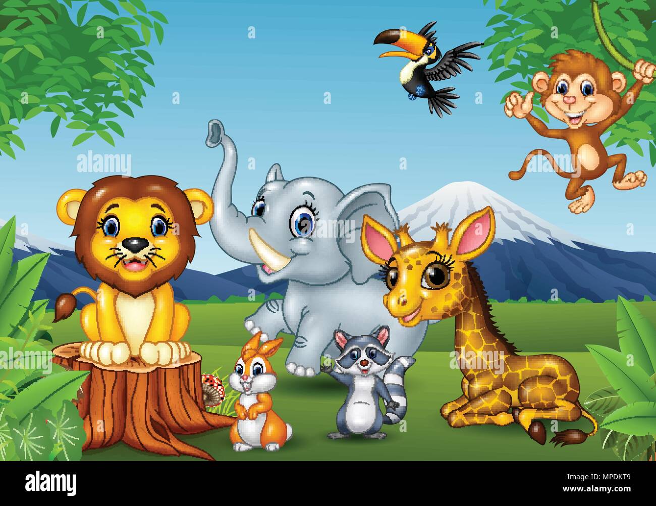 Cartoon wild animal in the jungle Stock Vector Image & Art - Alamy