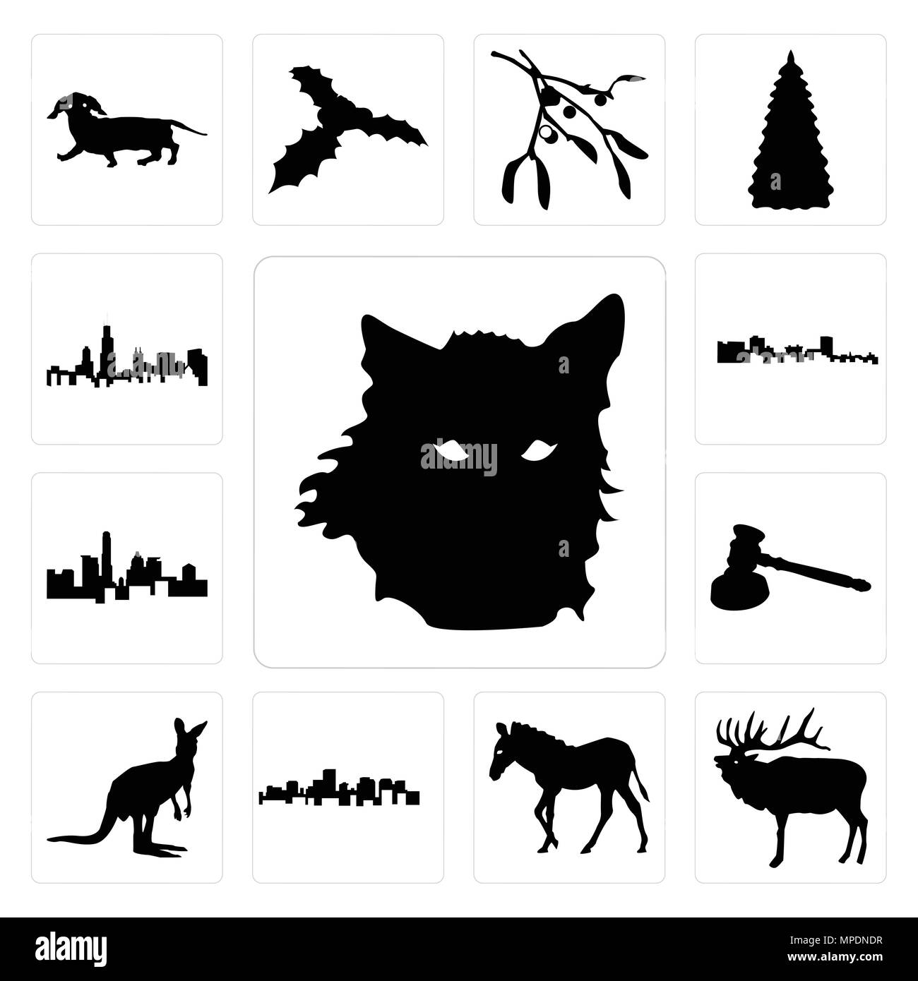 Set Of 13 Simple Editable Icons Such As Wolf Face Outline On White Background Elk Zebra Background Can Be Used For Mobile Web Ui Stock Vector Image Art Alamy