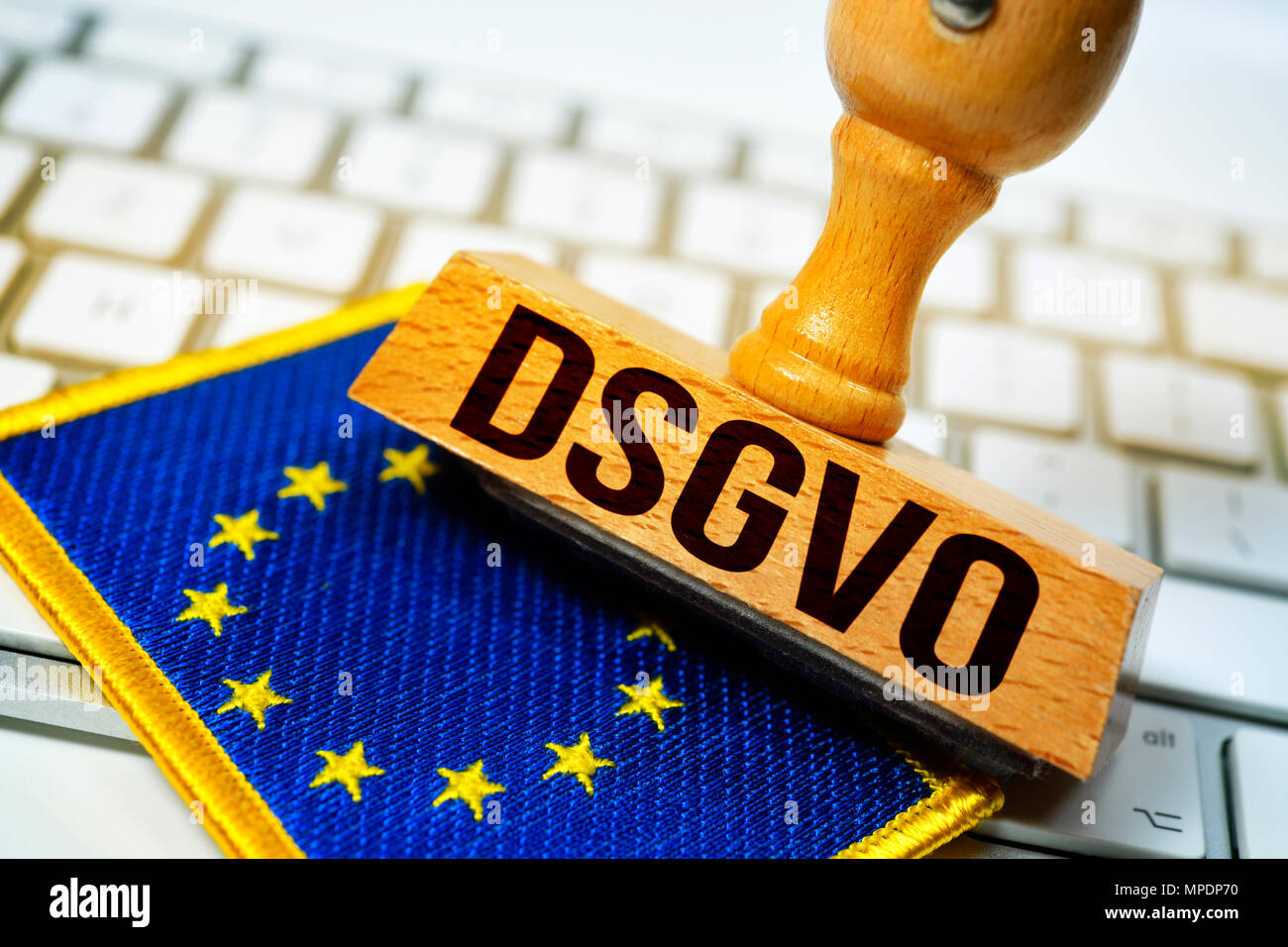 DSGVO stamp and EU flag Stock Photo