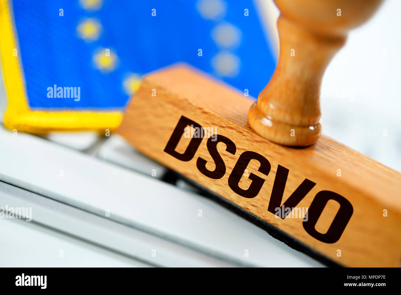DSGVO stamp and EU flag Stock Photo