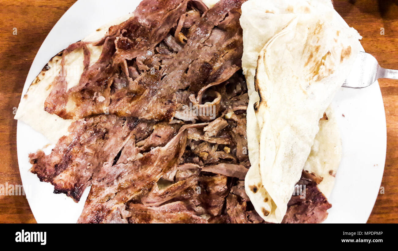 Traditional turkish beef kebab with lavash Stock Photo Alamy