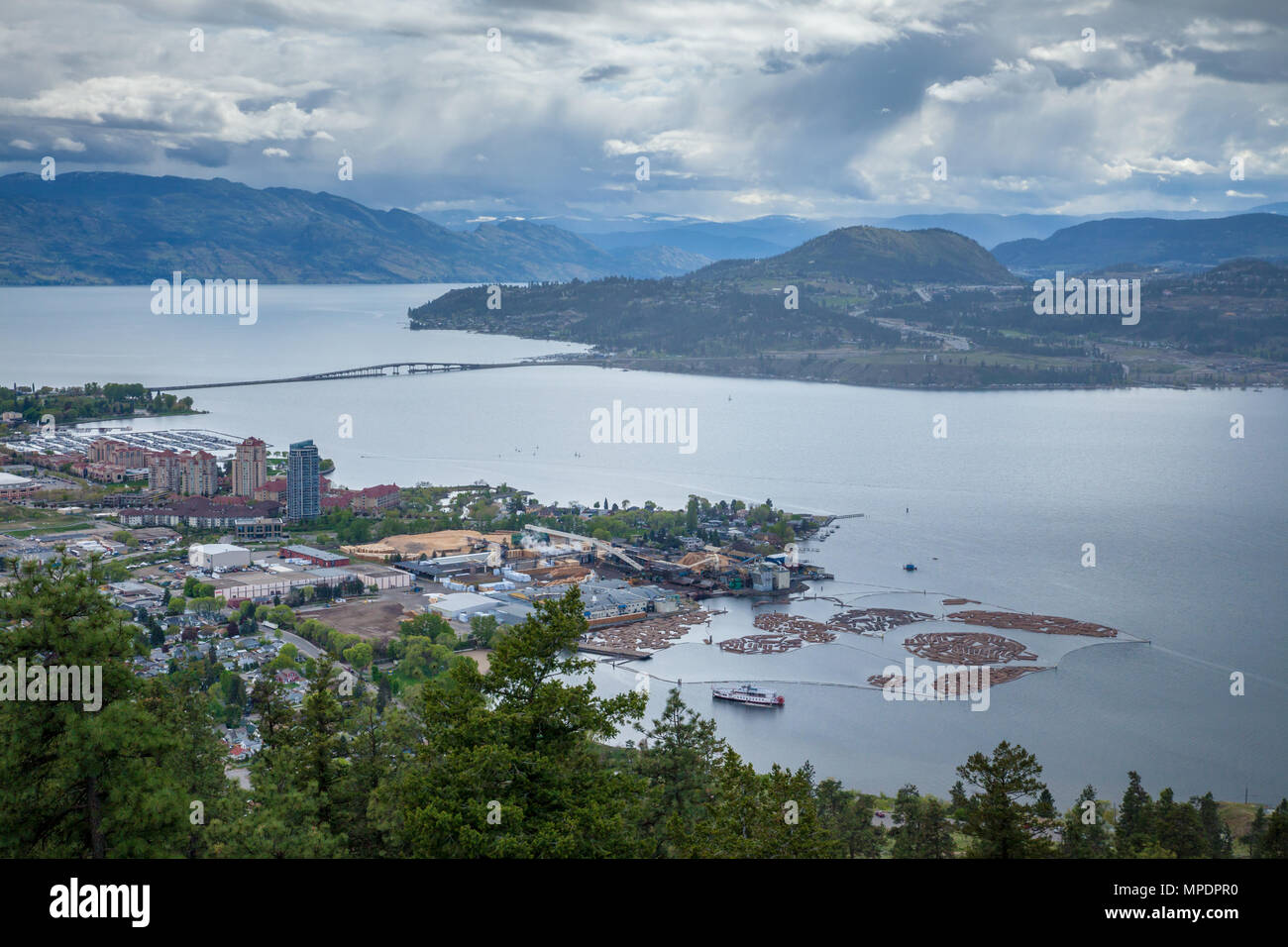 Aerial view of Kelowna from Knox Mountain Park, British Columbia, Canada Stock Photo