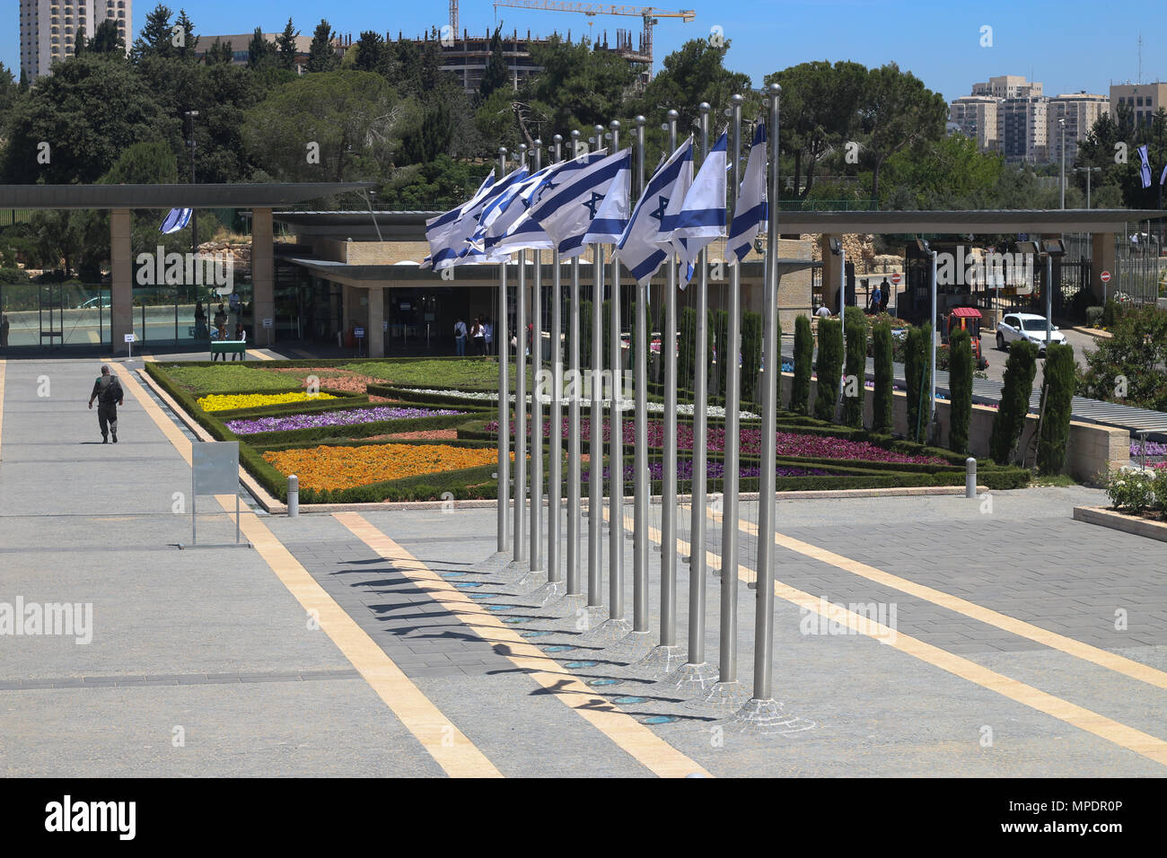 Jerusalem, Israel - 16 May 2018: View of the forecourt of the Knesset, the Israeli parliament building in Jerusalem. Stock Photo