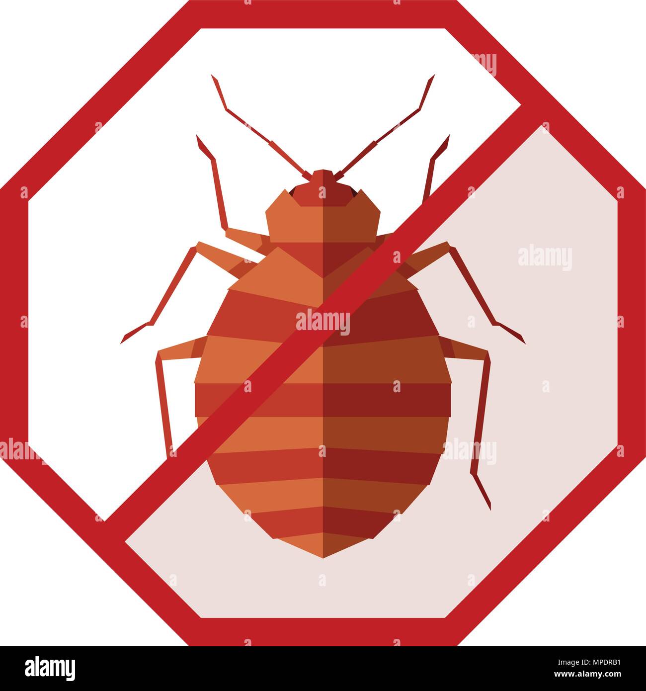 Flat geometric sign with bedbug Stock Vector