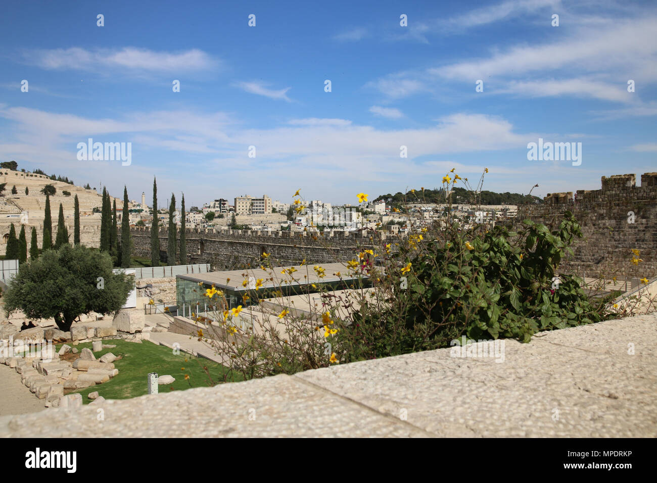 Jerusalem, Israel - May 16, 2018: View of the old city wall of ...