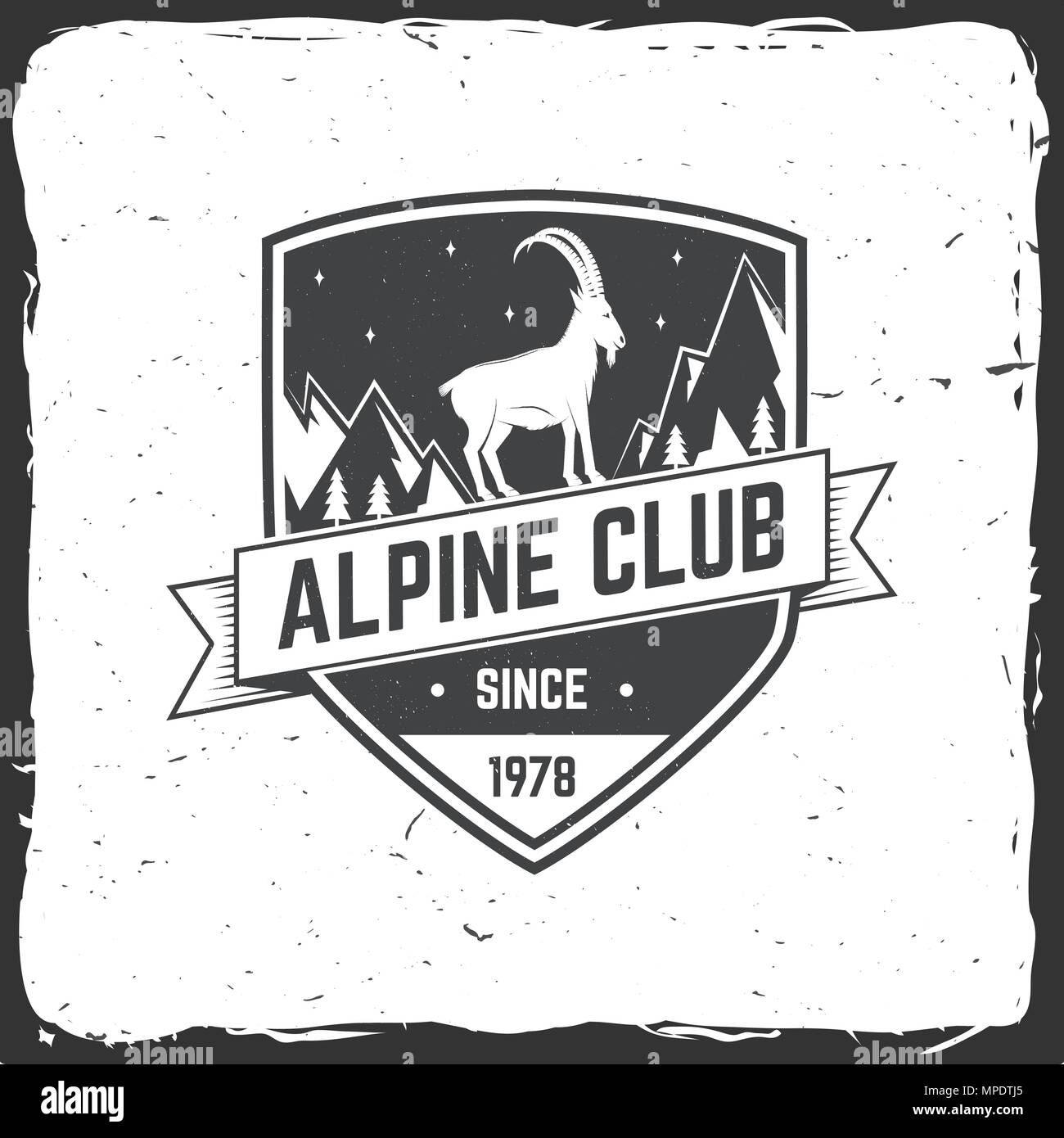 Alpine Club Badge Vector Illustration Concept For Shirt Or Logo Print Stamp Or Tee Vintage Typography Design With Rock Climbing Goat And Mountain Stock Vector Image Art Alamy