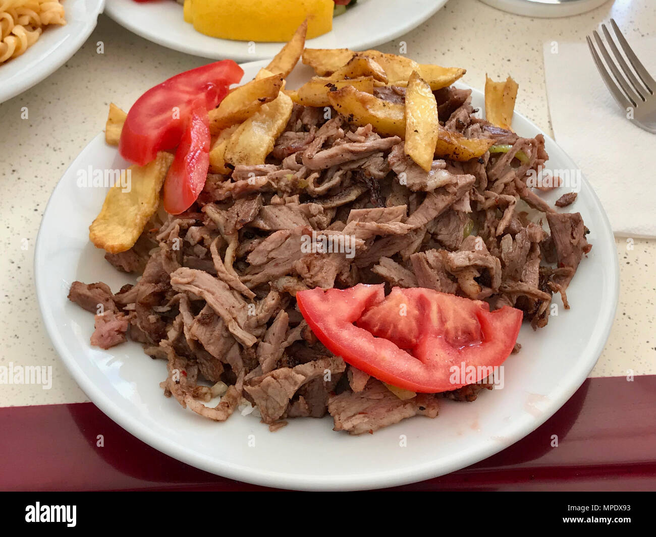 Turkish Meat Food Doner Kebab Portion / Kebap. Traditional Food. Stock Photo