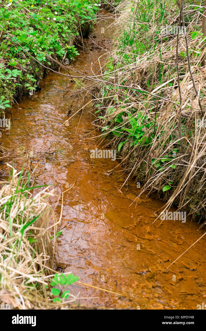iron in spring water flowing. Metal in water Stock Photo Alamy