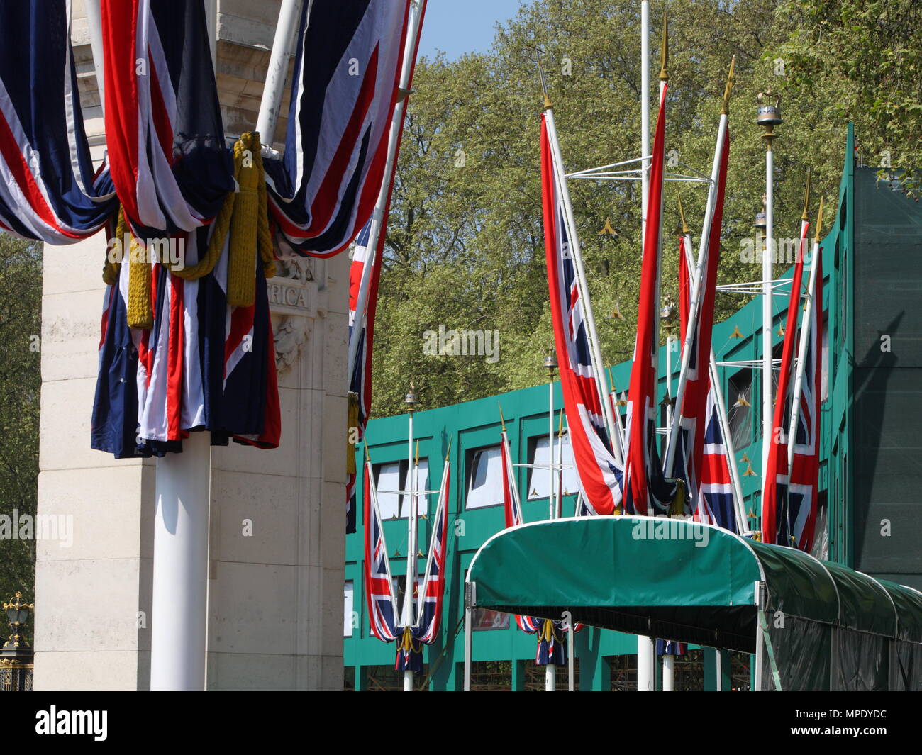 The Union Jack Flag Drapes From Every Flag Pole Along The Mall