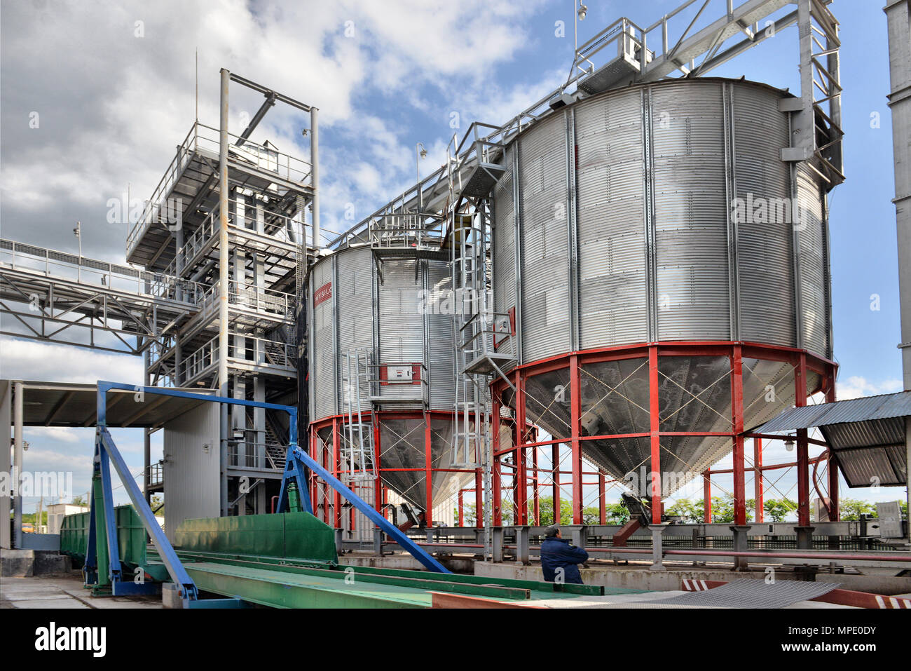 Building Exterior, Storage and drying of grains, wheat, corn, soy, sunflower Stock Photo