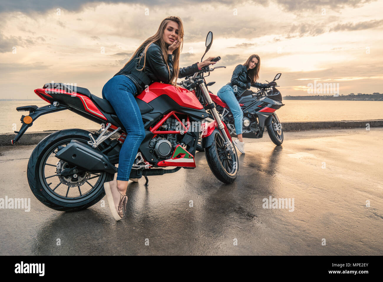 Biker girls deals in leather