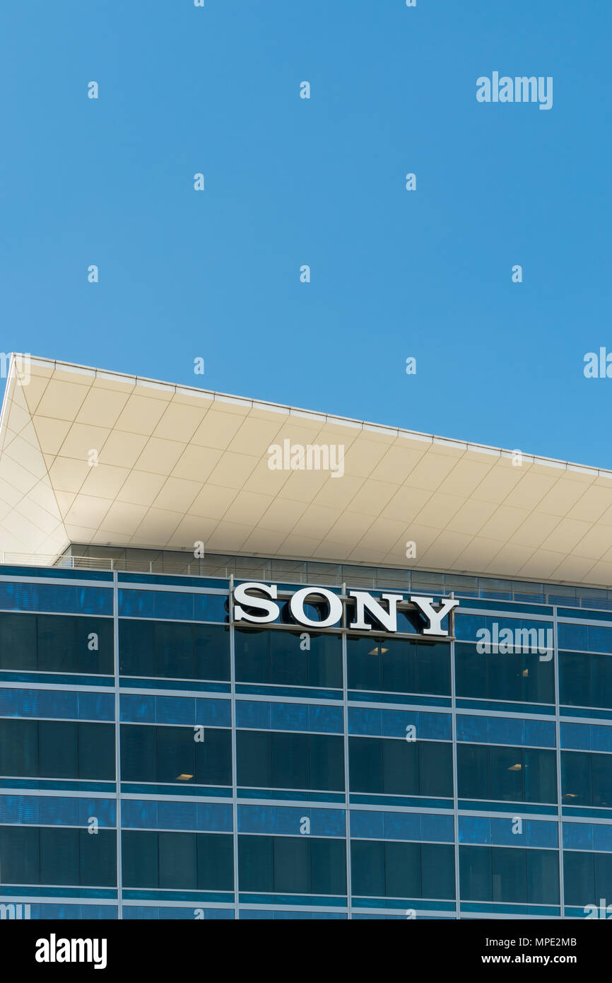 LOS ANGELES, CA/USA - SEPTEMBER 11, 2016: Sony United States Headquarters and Logo. is a Japanese multinational conglomerate corporation. Stock Photo